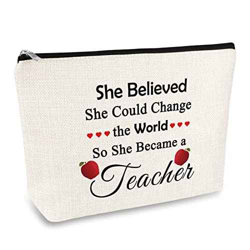 Teacher Appreciation Gift Cosmetic Bag Pouch for Women Future Teacher Inspirational Gift Makeup Bag Thank You Gift for Teacher Christmas Thanksgiving Teachers Week Gift for Math Music Grammar Teacher