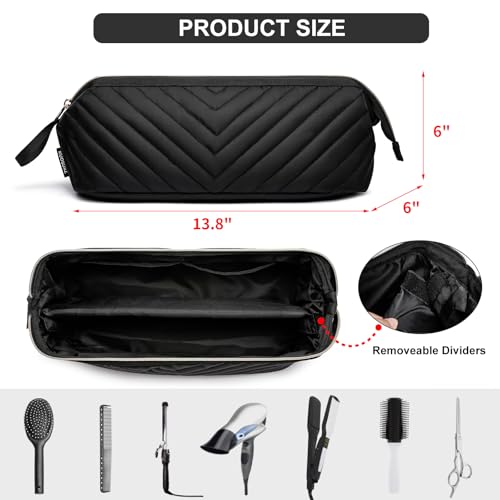Hair Tools Travel Bag for Shark Flexstyle Dyson, Quilted Case Organizer Bag, Gift for Women Hair Accessories Storage Bag, Travel Hairdryer Portable Bag for Women, Black
