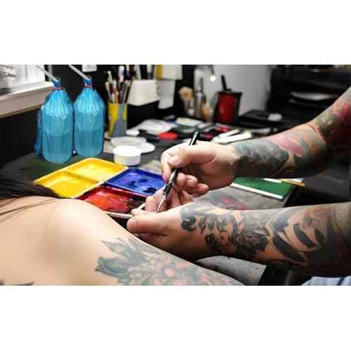 Tattoo Wash Bottle Bag 250 pcs Disposable Tattoo Squeeze Bottle Bags 9.86 inch X 5.91 inch Universal Transparent Protective Cover For Tattoo Bottles Machine Gun Accessories, Kits and Supplies Blue