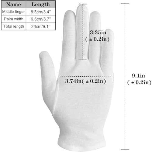 100% Cotton Gloves, 3 Pairs White Cotton Gloves for Women Dry Hands Eczema Serving - Archival Coin Jewelry Inspection Gloves(3 Pairs)