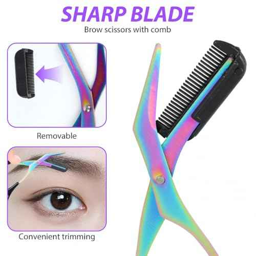 Eyebrow Trimmer Scissor,Eyebrow Trimmer for Women Men,Eyebrow Scissors with Comb,Non-Slip Eyebrow Cutter Eye Brow Razors,Eye Brow Shaper Trimming Scissors Makeup Tool (Black) (Black)