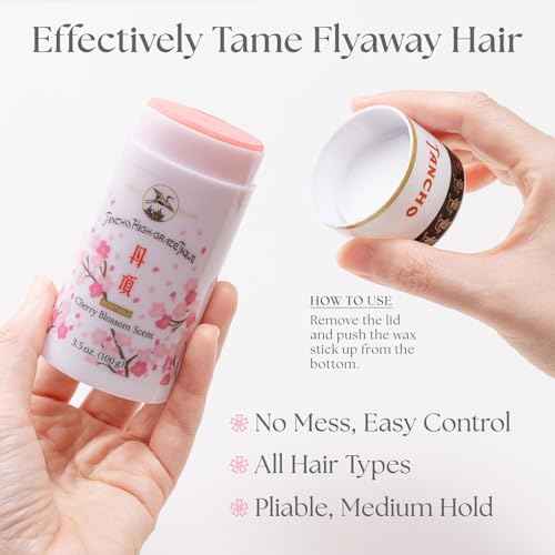 GATSBY Tancho Hair Styling Wax Stick Japanese Cherry Blossom Scent 3.5 ounce (100 grams) All Hair Types, Special Edition High-Grade Plant-based Pomade Tique Mandom Japan