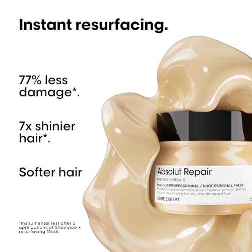 L'Or?al Professionnel Paris Absolut Repair Hair Mask - Nourishing Protein Treatment, Hydrates, Repairs Damage & Adds Shine, For Dry & Damaged Hair