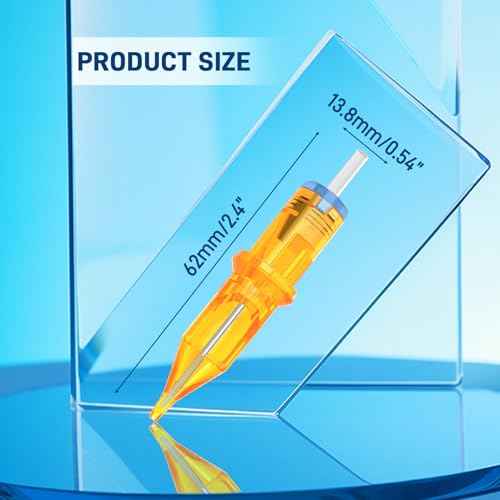 Tattoo Cartridge Needles, ATOMUS 10pcs 3RS 5RS 7RS 9RS Round Shader Disposable Tattoo Needle for Pen Rotary Machine Tattoo Supplies (Yellow 7RS 10pcs)