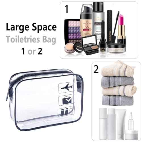 TSA Approved Toiletry Bag 3Pcs - 3 Pack Clear Travel Bags for Toiletries, Carry on Airport Airline Compliant Bag,Makeup Bags Clear Toiletry bags Quart Size Travel Bag,Black