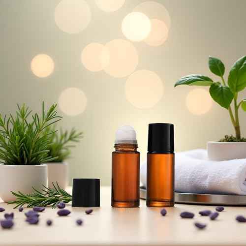 2 Pcs Clear Empty Glass Essential Oil Roller Bottles Vials Containers Refillable Roll-on Bottles with Funnel 30ML Refillable Cosmetic Containers Roller Balls for Essential Oils (Brown)