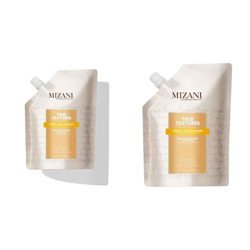 MIZANI True Textures Moisture Replenish Shampoo and Conditioner - Smooths & Hydrates With Coconut Oil, Sulfate & Paraben-Free, For Curly Hair