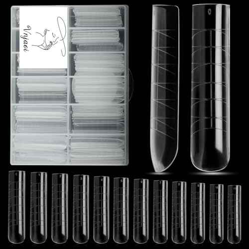 120 Pcs Poly Extension Gel Dual Nail Forms - Long U-Shaped Thickened Coffin Nail Molds for Gel Manicure & Salon DIY at Home