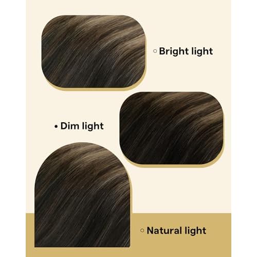 Ve Sunny Tape in Hair Extensions Real Human Hair Invisible Remy Human Hair Straight Tape Ins Double Sided Natural Black Ombre Dark Brown Balayage Ash Blonde 24 inch 20Pcs 50G