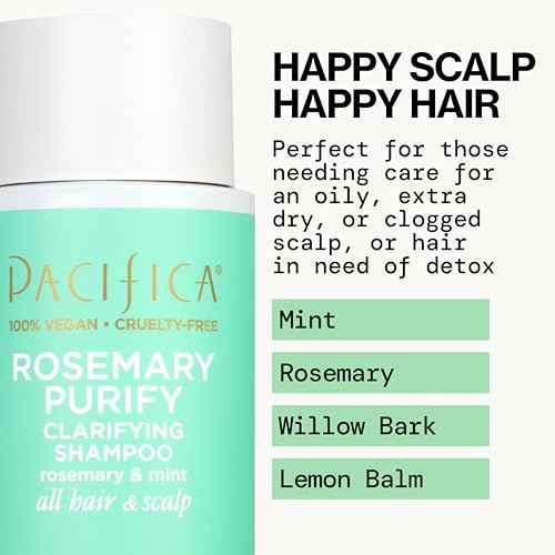 Pacifica Clarifying Shampoo ? Rosemary Purify Invigorating Shampoo w/Soothing Mint for Detoxing Hair & Scalp Build-Up, Sulfate & Silicone Free - Vegan & Cruelty-Free Dermatologist Tested