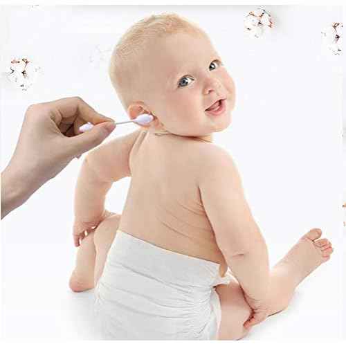 Baby Cotton Swabs, Organic Chlorine-Free Safety Swabs for Kids or Newborn Babies, 100% Biodegradable Gentle Baby Qtips, Cruelty-Free & Hypoallergenic Children Cotton Buds (4 packs of 55 ct. Total 220)