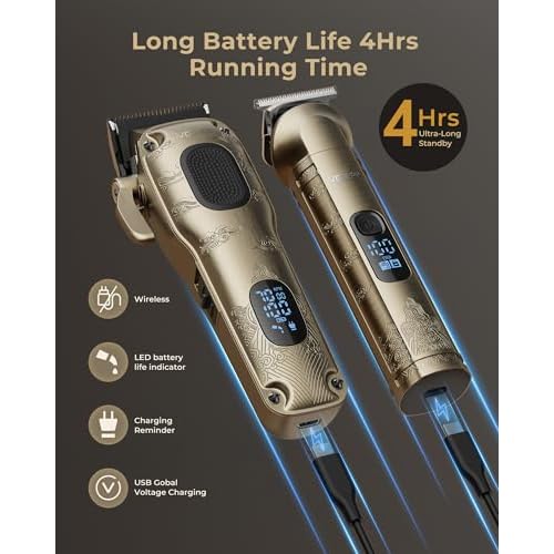 Hair Clippers for Men Professional, Cordless Hair Clippers for Hair Cutting, Mens Clippers and Trimmers Set, Electric Hair Trimmer for Men with Package Case