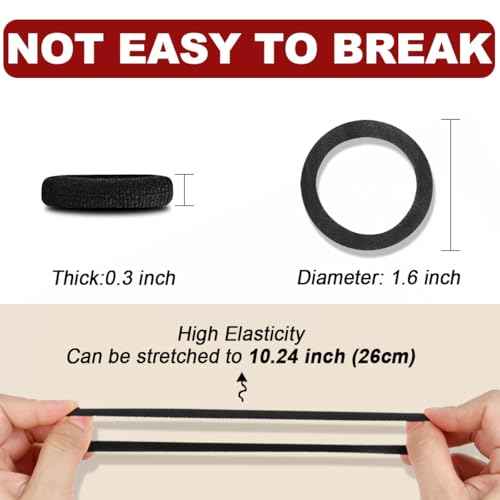 150PCS Hair Ties, IKOCO Black Hair Ties for Women No Damage, Cotton Seamless Ponytail Holders for Thick Hair