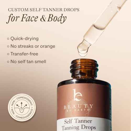 Self Tanning Drops - USA Made with Natural & Organic Ingredients, Medium Face Tanning Drops to Add to Lotion, Moisturizing Bronzing Tanner for Face & Body, Toxin Free Tanner for Fake Tan