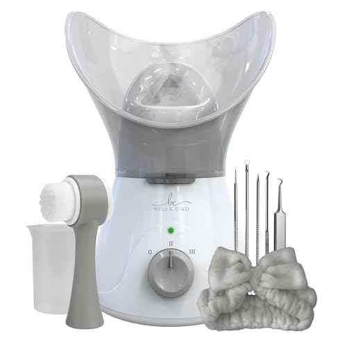 Bella Ciao 11-Piece Gentle Face Steamer Set with 2 Settings, At-Home Facial Spa Kit with Accessories, Facial Essentials, Includes Cleansing Brush and Blackhead-Remover Tools for Deep Pore Cleaning
