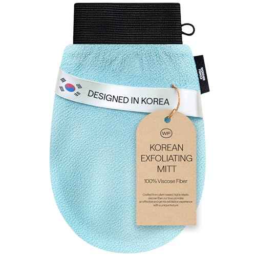 Korean Exfoliating Glove for Shower ? Deep Body Scrubber & Face Exfoliator ? Shower Gloves ? Tan Remover Washcloth, Smooth Skin & Body Exfoliating Mitt ? Loofah Wash Cloth Alternative
