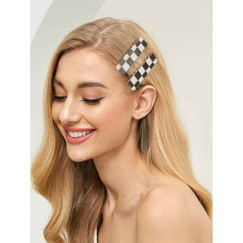 18pcs Checkered Hair Clips No Bend Hair Clips No Crease Black White Checker Barrettes Cute Hair Accessories for Women