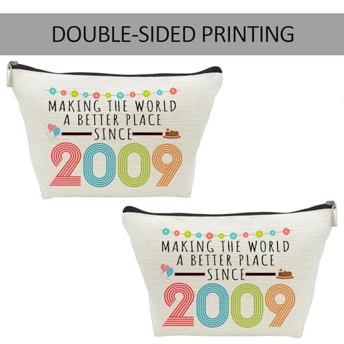 16th Birthday Gifts for Girls, Funny 16 Year Old Gift Makeup Bag, 2009 16th Birthday Makeup Bags for Her, Teens, Sister, Daughter, Niece, Granddaughter, Making The World a Better Place Since 2009
