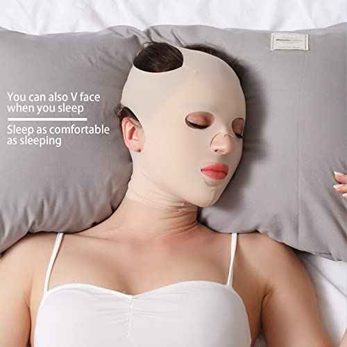 Facial Slimming Strap,Facial Slimming Mask Chin Strap Three Dimensional V Shaped Face Slimming Belt Eliminates Sagging Skin And Improves Contour (Full face)
