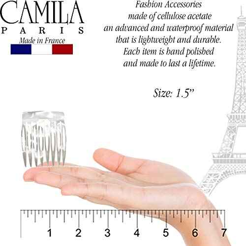 Camila Paris CP3010 French Hair Side Comb Handmade Small Pearl French Twist Hair Combs Decorative, Strong Hold Hair Clips for Women Bun Chignon Up-Do Styling Girls Hair Accessories, Made in France