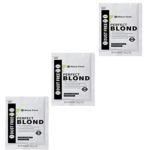 Perfect Blonde Toner Hair Dye Bleach Powder Lightener for Dark Hair Extra Strength Professional Formula (3 Packs of 1 Oz) ? Made in Italy by Blond Forte (Blue Powder Lightener)
