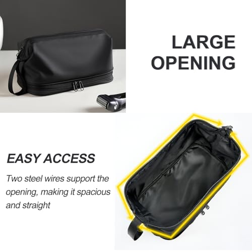Large Travel Toiletry Bag for men women,Makeup Organizer Bag, Dopp Kit,Waterproof Hanging Cosmetic Bag for Toiletries Accessories(Black)