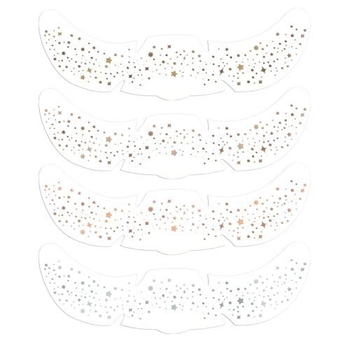 8-Pack Iridescent Multichrome Glitter Tattoos, Waterproof Sparkle Freckle Patches for Women & Teens, Cute Star Face Stickers for Festival & Party Use