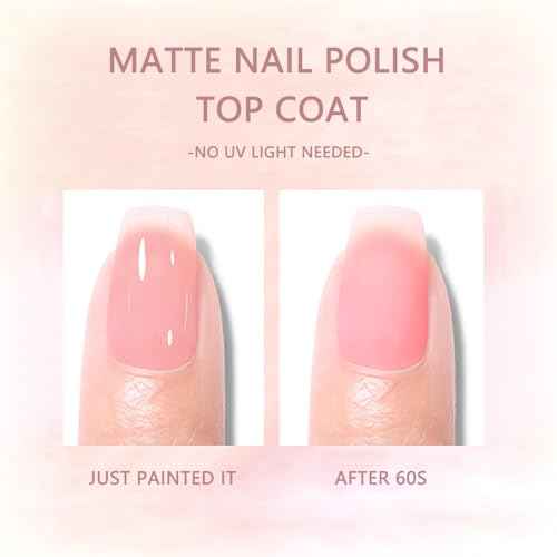 Matte Top Coat - Long Lasting Gel, Clear Matte Nail Polish, No UV Light Needed, 16 ML