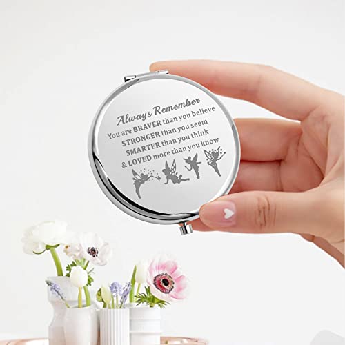 KEYCHIN Fairy Tale Pocket Mirror Fairy Pixie Cartoon Fans Gifts You are Braver Stronger Smarter Than You Think Compact Makeup Mirror for Women Girls Teenagers (Fairy Tale Mirror)