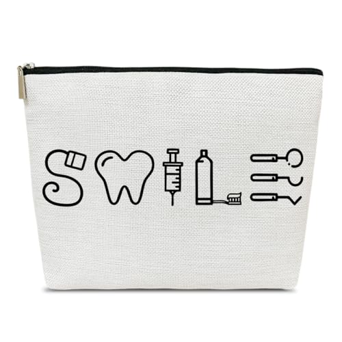 Dental Assistant Gifts Makeup Bag, Dental Hygienist Graduation Gifts for Women Coworkers Graduate, Cute Cosmetic Bag for Purse, Hygiene Student Must Haves Organizer Pouch