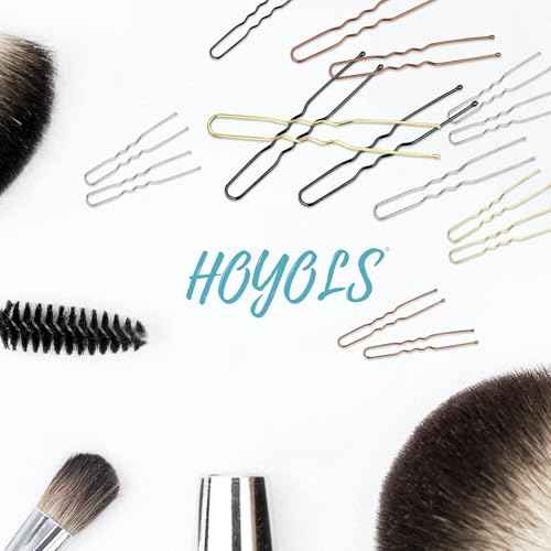 HOYOLS U Shaped Assorted Size Hair Bobby Pins, Metal Bun Clips Hairpin Crimped Design with Ball Tips for Women Girls Grips Hairstyle, 150 Count Bulk Pack (Brown)