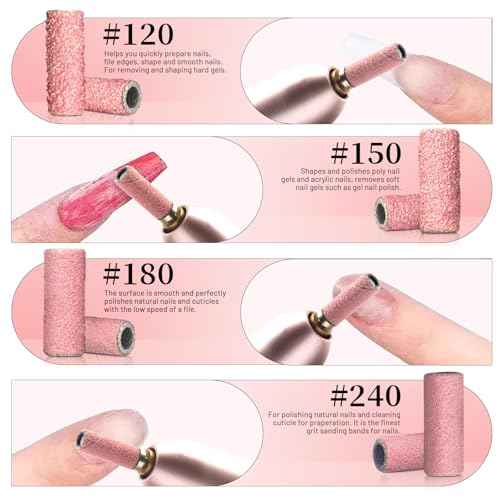 200pcs 180 Grit Small Sanding Bands for Nail Drill with 2pcs 3/32¡¯¡¯ Upgrade Mandrels Bits, Mini Sanding Bands for Nail Drill for Manicure Nail Salon and Nail Enthusiasts Use, Pink