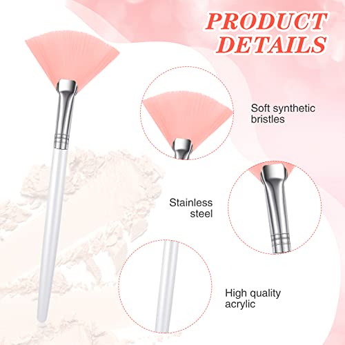 48 Pcs Fan Brushes Facial Applicator Brush Multi Use Makeup Face Mask Brush Soft Peel Brush Applicator for Women Girls Esthetician Spa Acid Mud Cream Masques Cleansing Tools, Pink, White, Orange