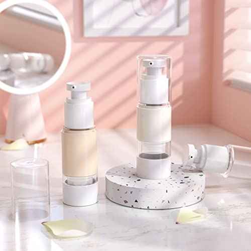 LONGWAY 1 Oz 30ml Clear Airless Cosmetic Cream Pump Bottle Travel Size Dispenser Refillable Containers/Foundation Travel Pump Bottle for Shampoo (Pack of 6)