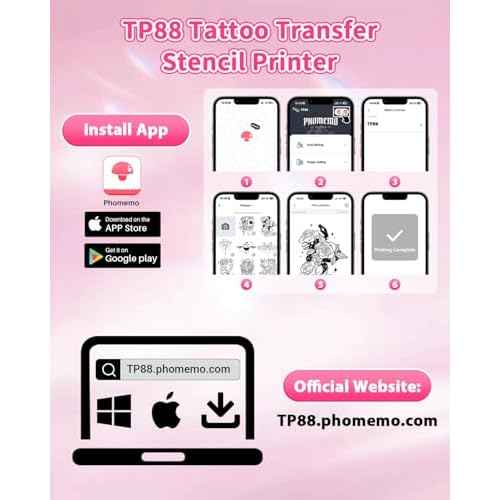 Zodzi Tattoo Stencil Printer, Stencil Printer for Tattooing with 10PCS Paper, Thermal Tattoo Printers Machine with Bluetooth, Tattooing Transfer Printers Compatible with Smartphone Tablet PC