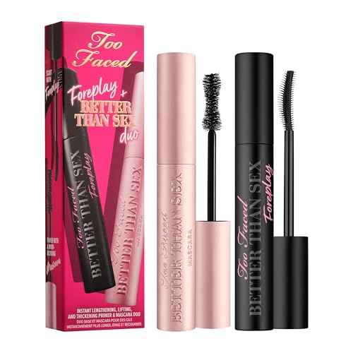 Too Faced Foreplay & Better Than Sex Duo | Dramatic Volume + Length Mascara and Primer Gift Set, 0.54 Fl Oz, Black
