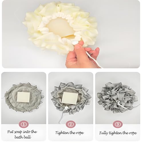 4pcs loofah washcloth Combo 2 in 1 bar soap loofah Pouch Holder Mesh Shower Ball for Exfoliating Body Wash Smooth Skin Free Loofah Dish Towel (Bohemian Color)