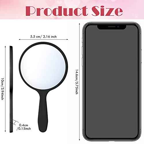 Jetec 25 Pcs Handheld Mirror with Handle, 3.94" L x 2.17" W, Small Portable Round Mirror Bulk for Kids Travel Makeup Classroom Camping Daily DIY Crafts (Black, White)