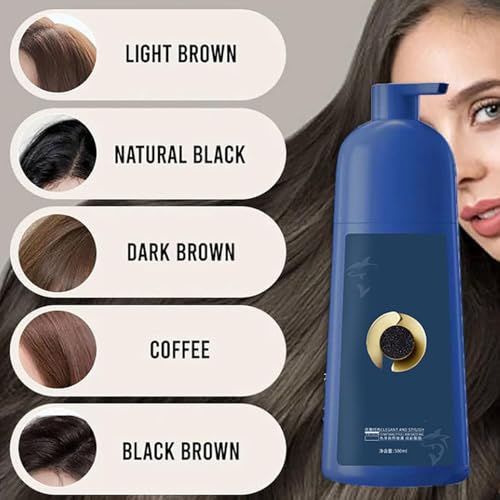 Qiweitang Hair Dye Shampoo, Vivping Zhihuashi Caviar Protein Hair Dye, 500ml Zhihuashi Hair Color Shampoo Korean, Plant-Based Hair Coloring Cream for Gray Hair Coverage (Chestnut brown)