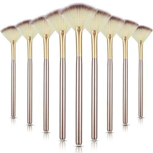 9 Pieces Facial Fan Mask Brushes, Soft Facial Applicator Brushes Tools for Peel Glycolic Makeup for Mud Cream(Champagne)