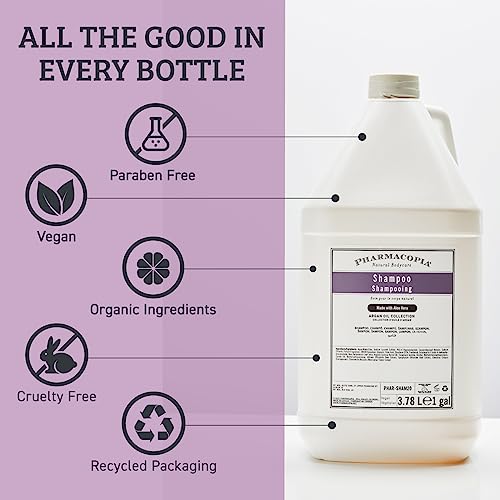 Pharmacopia Hotel Argan Oil Shampoo ? Natural Hair Care with Plant Based & Organic Ingredients - Aloe Vera wtih Green Tea and Melon Essence - Vegan, Cruelty Free, No Parabens, 128 oz