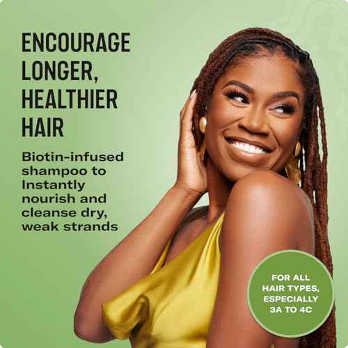 Mielle Organics Rosemary Mint Hair Strengthening Biotin Shampoo - Moisturizing Hair Shampoo for Women and Men to Gently Cleanse, Repair & Protect Strands (12 oz)