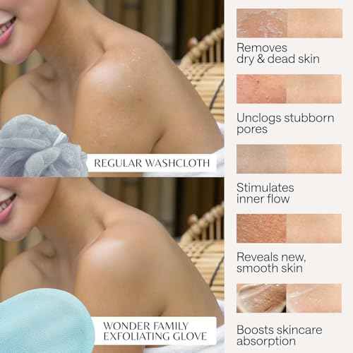 Korean Exfoliating Glove for Shower ? Deep Body Scrubber & Face Exfoliator ? Shower Gloves ? Tan Remover Washcloth, Smooth Skin & Body Exfoliating Mitt ? Loofah Wash Cloth Alternative