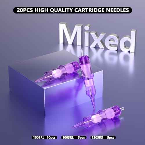 Professional Microblading Tattoo Gun Kit, Wireless Eyebrow Tattoo Pen Machine Kits, Complete Microblading Supplies with 2Pcs 500 mAh Battery, 20Pcs Cartridge Needles for Artists (Rose Gold)