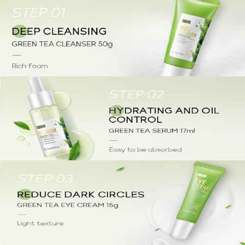 Green Tea Skincare Set, 19-In-1 Skincare Gift Set, With Natural Extracts,Cleanser,Face Serum, Face Cream, Eye Cream, Facial Mask And Mud Mask,Moisturizing Skincare Set For Teen Girls