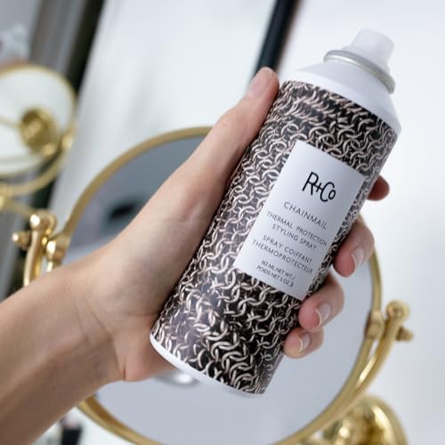 R+Co Chainmail Heat Protection Spray For Hair | Thermal Protection + Flexible Hold + Silky Shine | Vegan + Cruelty-Free