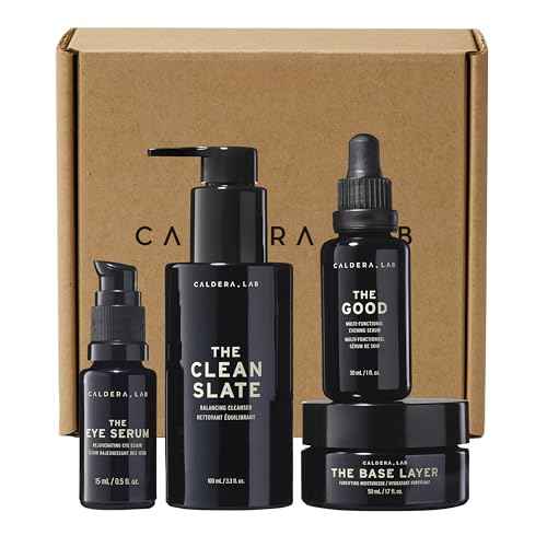 Caldera + Lab Men¡¯s Anti-Aging Skincare Kit ? The Regimen Rich + Eye Defense: Cleanser, Moisturizer, Night Serum & Eye Serum for Firmer, Smoother, Hydrated Skin | Clean Ingredients