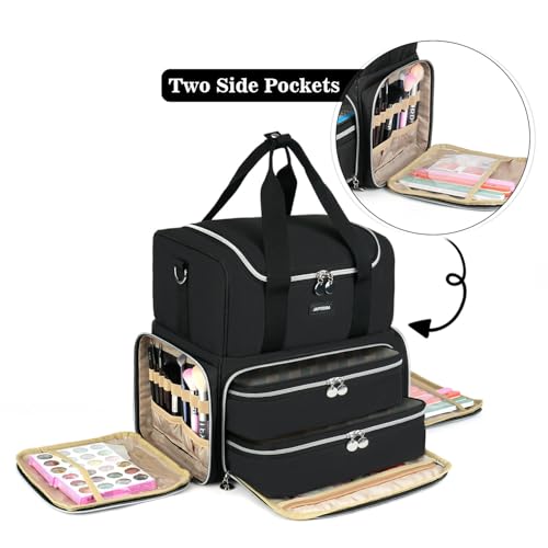 Nail Polish Organizer Case - Large Double Layer Organizers and Storage Bag for Nail Supplies and Art Tech