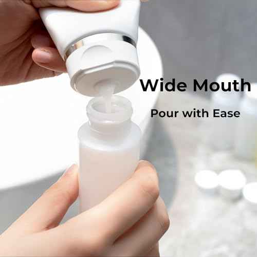 2oz TSA Approved Translucent Squeeze Bottles with Fliptop & Extra Screw Caps, Set of 4, Leak Proof, FDA Compliant. Safe for Premium Costmetic, Shampoo, Conditioner and DIY projects. (HDPE FlipTop)