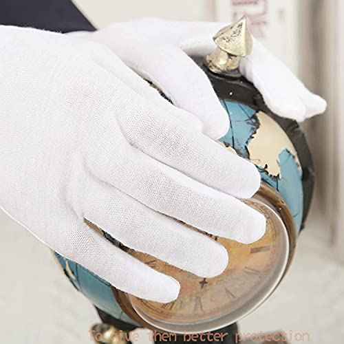 24pcs Unisex Soft White Cotton Gloves for Dry Hands, Work, Coin Jewelry Inspection, Moisturizing Eczema Cotton Gloves, Small Size for Child